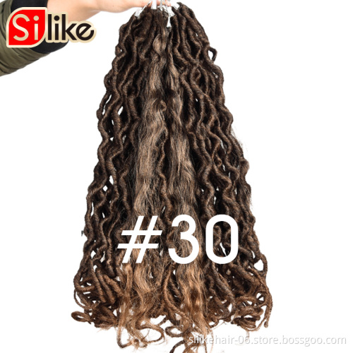 18inch Long Curly Ombre Red Goddess Faux Locs Crochet Braiding Hair Women Fluffy Passion Twist Synthetic Hair Extensions